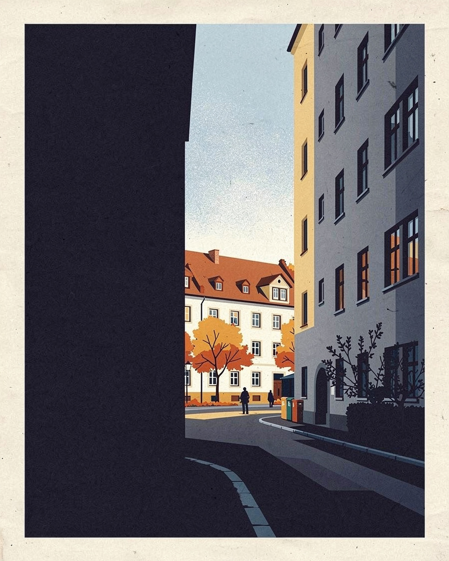 Ruhige Wohnstraße im Westend an der Schwanthalerhöhe in München am Abend, wenige Gehminuten von der Theresienwiese